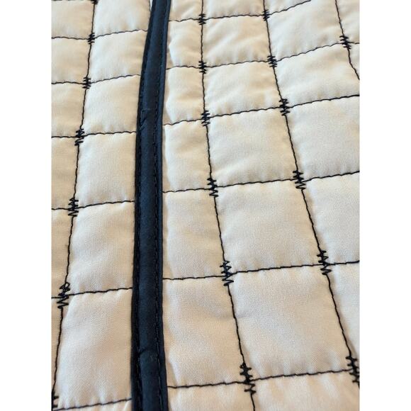 Napa Valley quilted full zip tan jacket with black trim Petite Med. - Picture 11 of 11